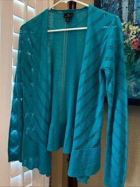 Worthington Teal Open-Front Lightweight Cardigan